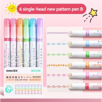 Gambar produk Kissbuty Pena Spidol Renda Flower Line Shape Highlighter Pen 6PCS - S-7018A