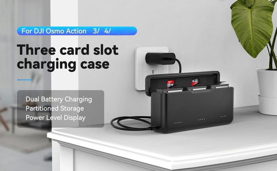 Gambar produk TELESIN Charging Case 3 Slot Fast Charging for DJI Osmo Action 3/4 - S0-BCG-02-TDJ