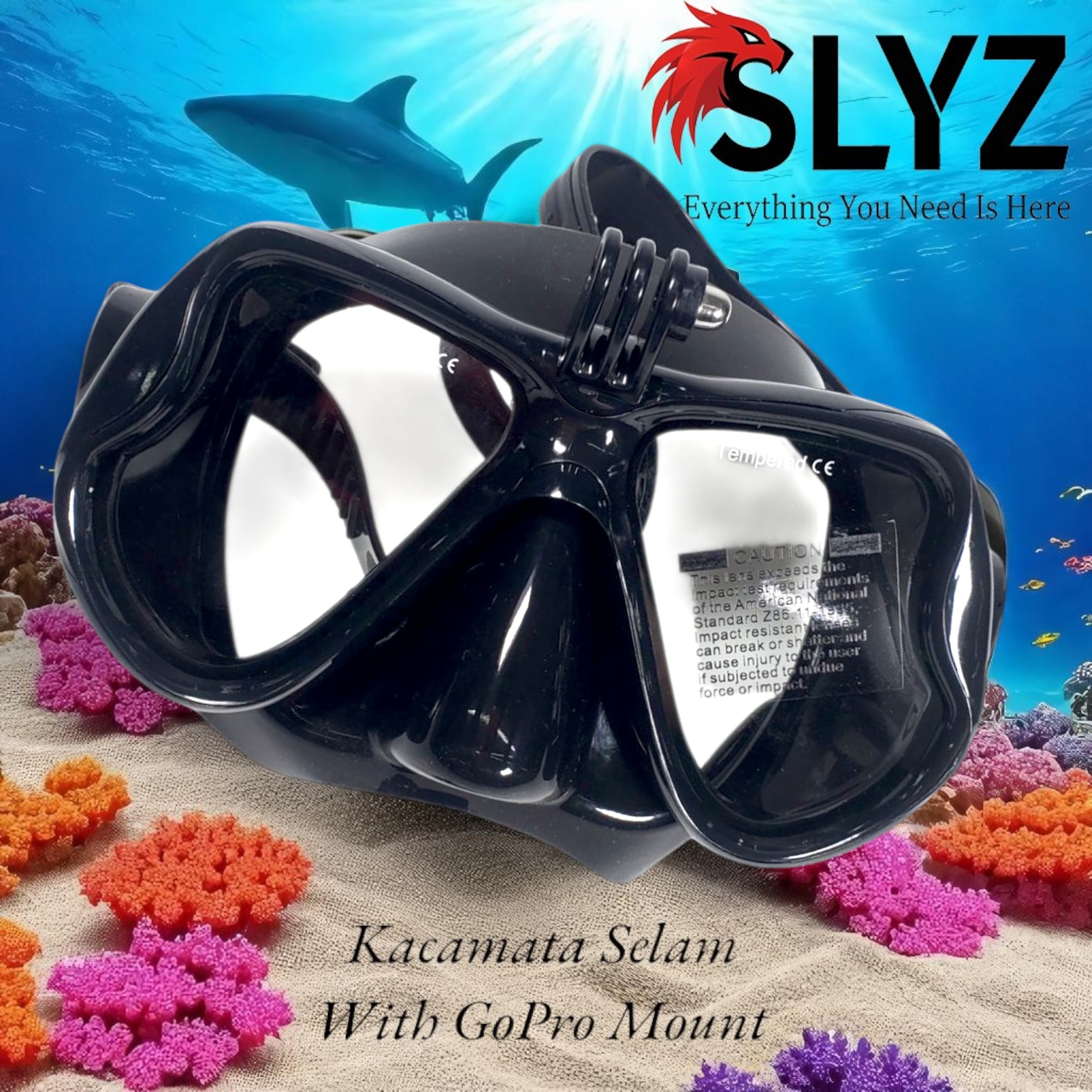 Gambar produk Slyz Kacamata Selam Scuba Diving Tempered Glass with GoPro Mount - INU91