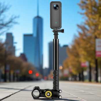 Gambar produk PINGWEN Clamp Bracket Mount Motorcycle Monopod Selfie Stick Insta360 - 556PU817