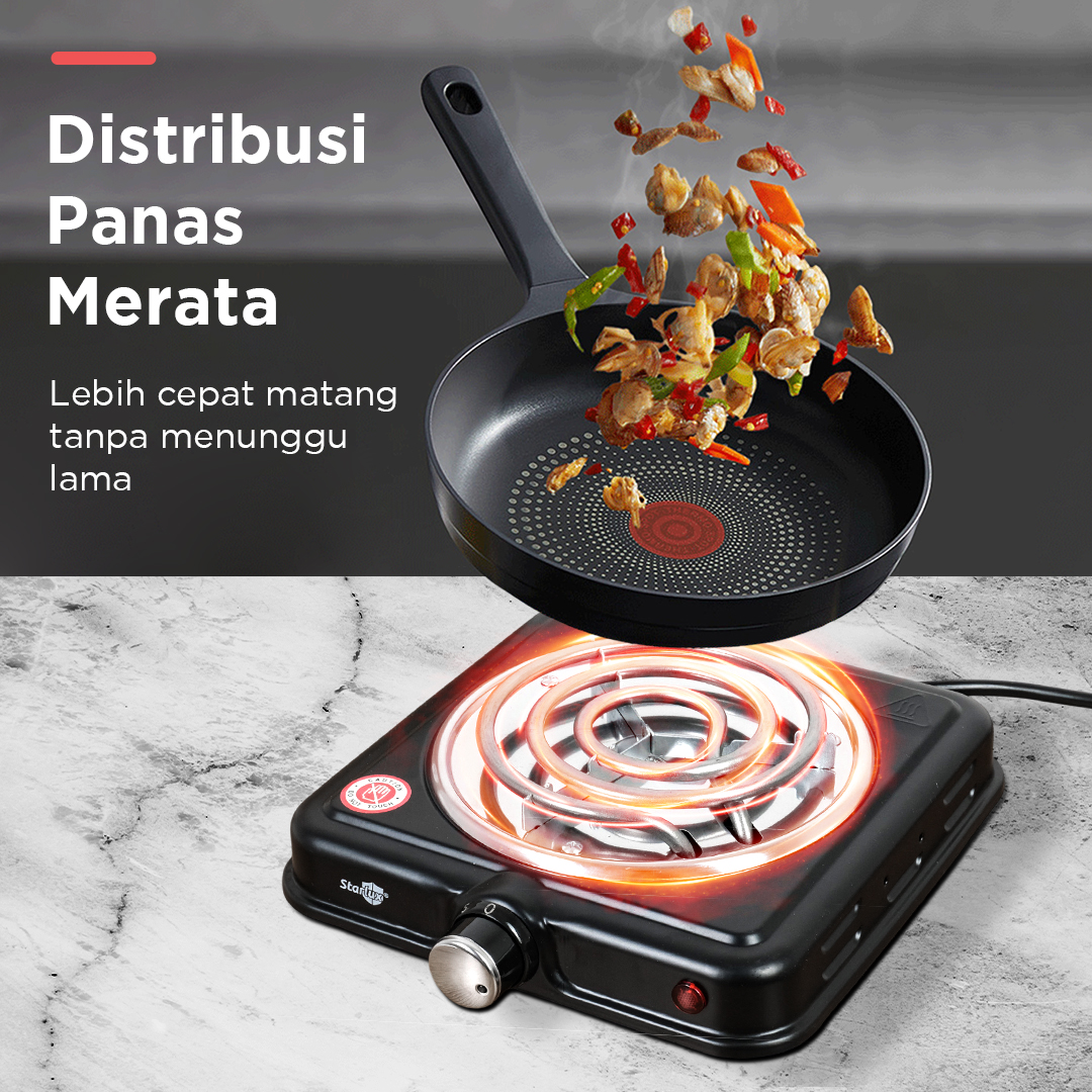 Gambar produk STARLUX Kompor Listrik 1 Tungku Mini Portable Coil Hot Plate 1000W - SHP-5701B