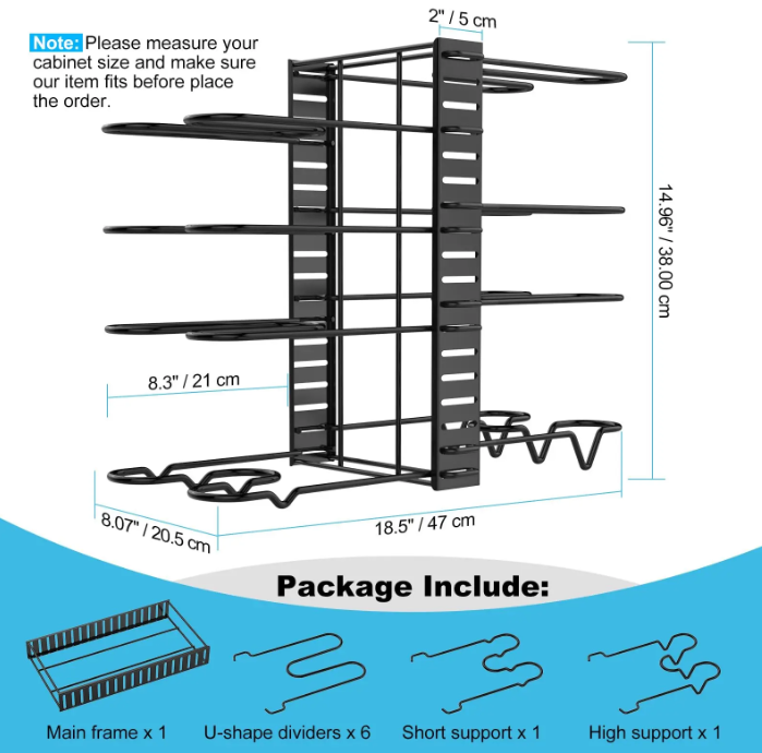 Gambar produk KAIERSEN Rak Panci Dapur Pot Rack Organizer Under Cabinet 8 Tier - KA1
