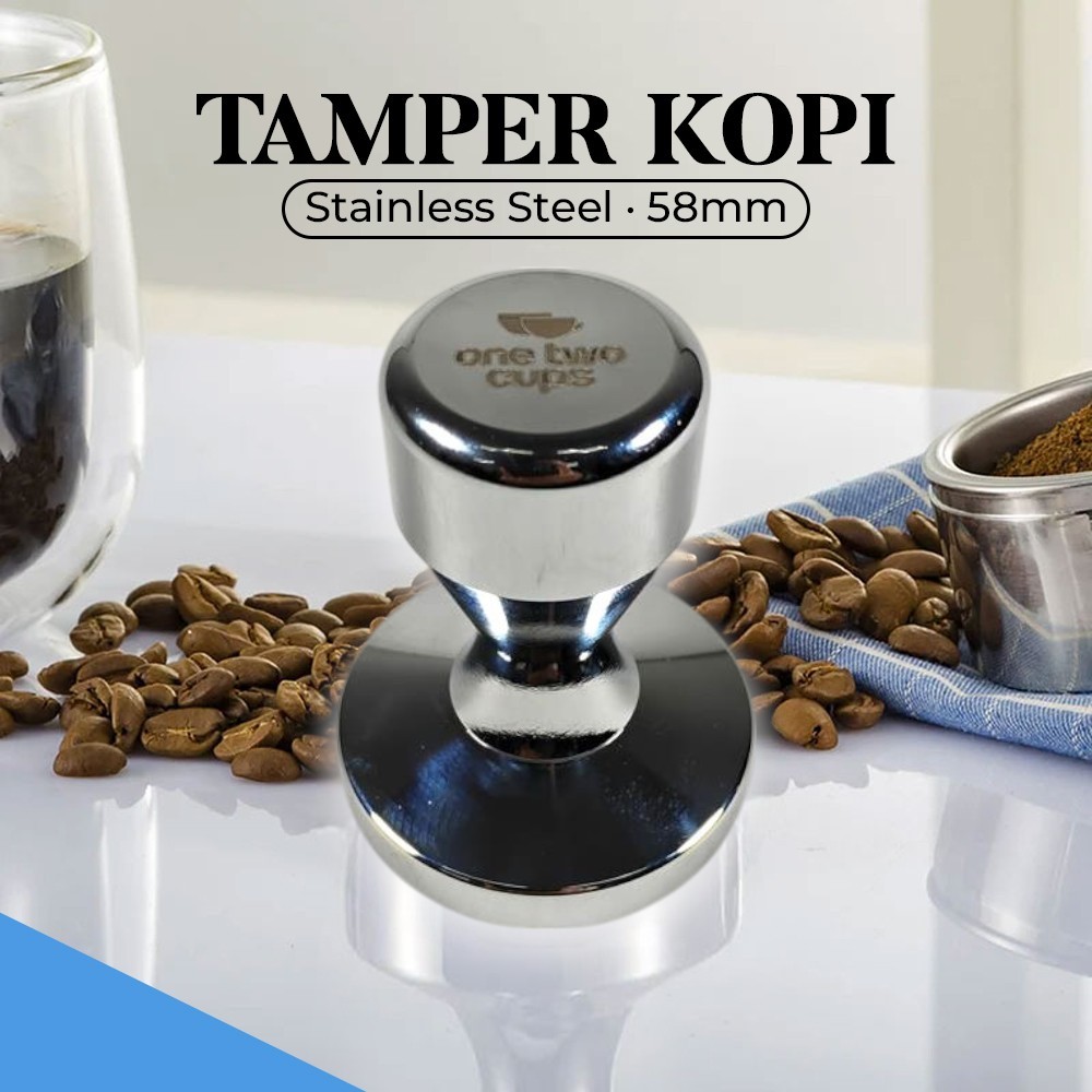Gambar produk One Two Cups Tamper Kopi Espresso Press Flat Hammer Stainless Steel 58mm - FEN58