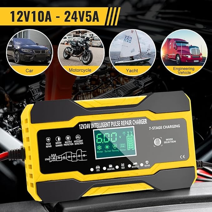Gambar produk SHOTOR Charger Aki Mobil Motor Accu Battery Lead Acid 12V/10A 24V/5A - SO04