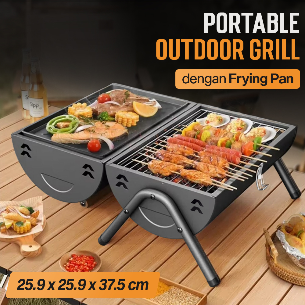 Gambar produk Xbess Alat Panggang Arang Portable BBQ Outdoor Grill Stove with Pan - K-707