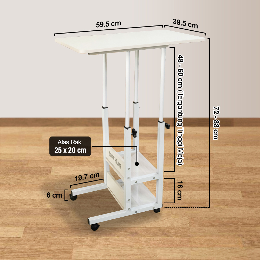 Gambar produk TaffHOME Meja Rak Laptop Adjustable Desk With 2 Rack - ND03