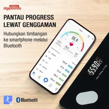 Gambar produk Taffware Digipounds Timbangan Badan Digital Scale BMI Smart App 180kg Battery Version - ANT0217