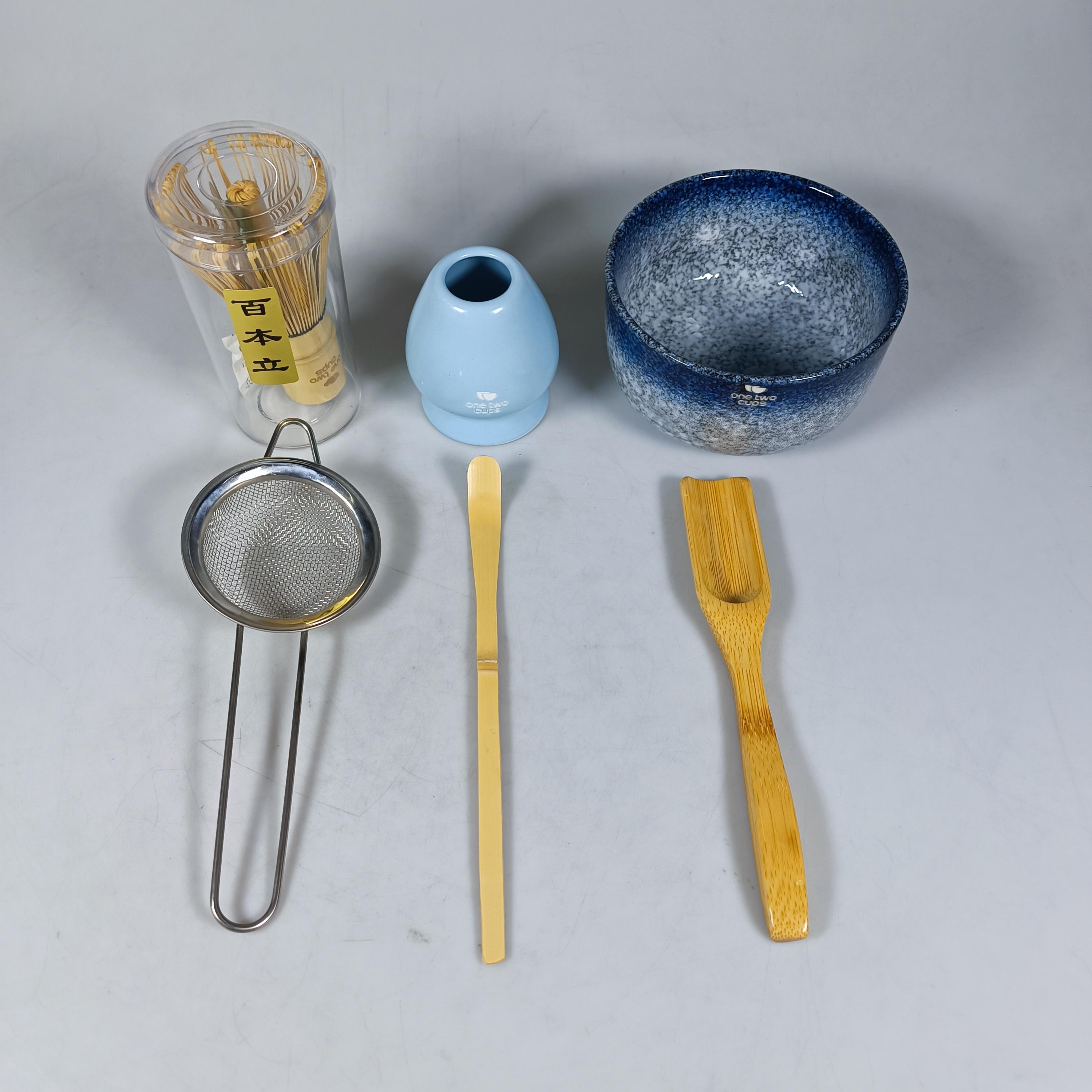Gambar produk One Two Cups Set Matcha Teh 6in1 Chasen Whisk Chawan Chashaku Chakoshi - DB06