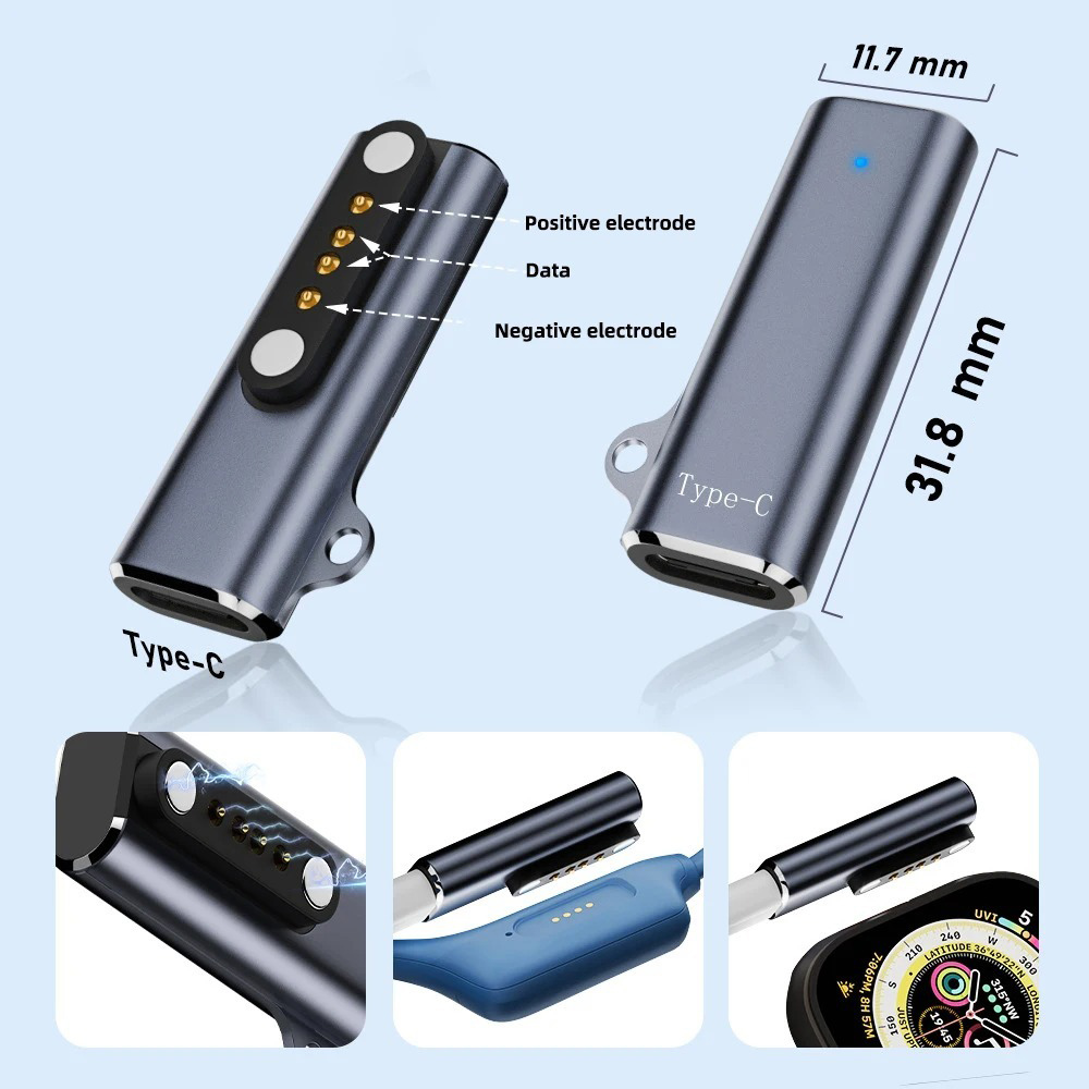 Gambar produk DIXSIG OTG Magnetic Charger Adaptor Smartwatch Type C to 7.62mm 4 Pin - D62