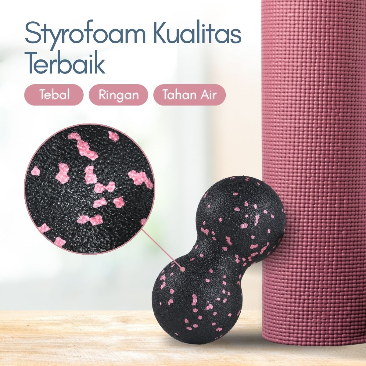 Gambar produk Mertrava Alat Bantu Yoga Peanut Massage Foam Block Roller Ball 8x16cm - D335