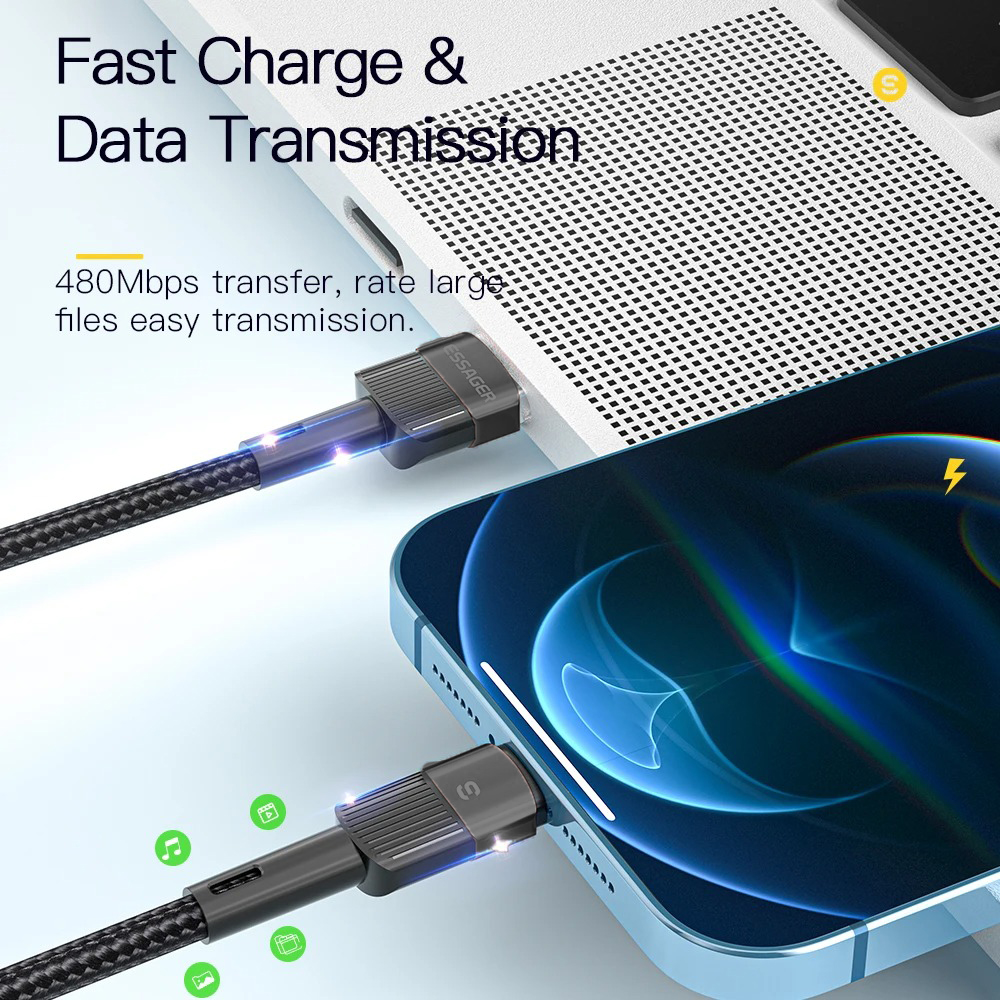 Gambar produk ESSAGER Kabel Data Lightning Multifungsi Fast Charging LED 2.4A 1M - ES-X18