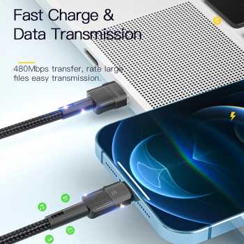 Gambar produk ESSAGER Kabel Data Lightning Multifungsi Fast Charging LED 2.4A 1M - ES-X18
