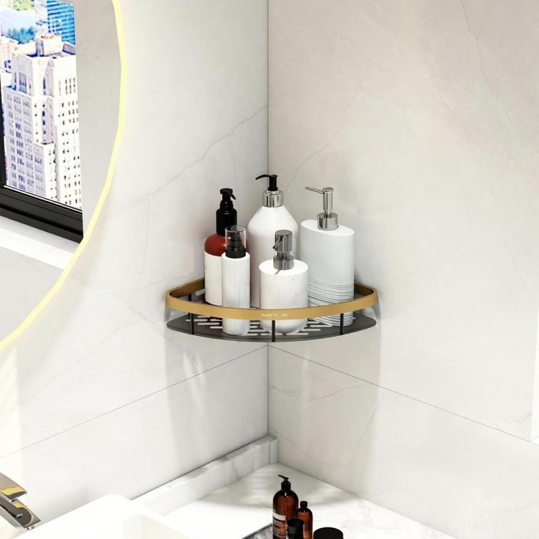 Gambar produk TaffHOME Rak Kamar Mandi Aluminium Triangular Bathroom Corner Shelf - RG2A