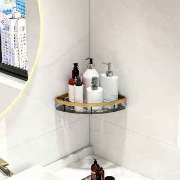 Gambar produk TaffHOME Rak Kamar Mandi Aluminium Triangular Bathroom Corner Shelf - RG2A