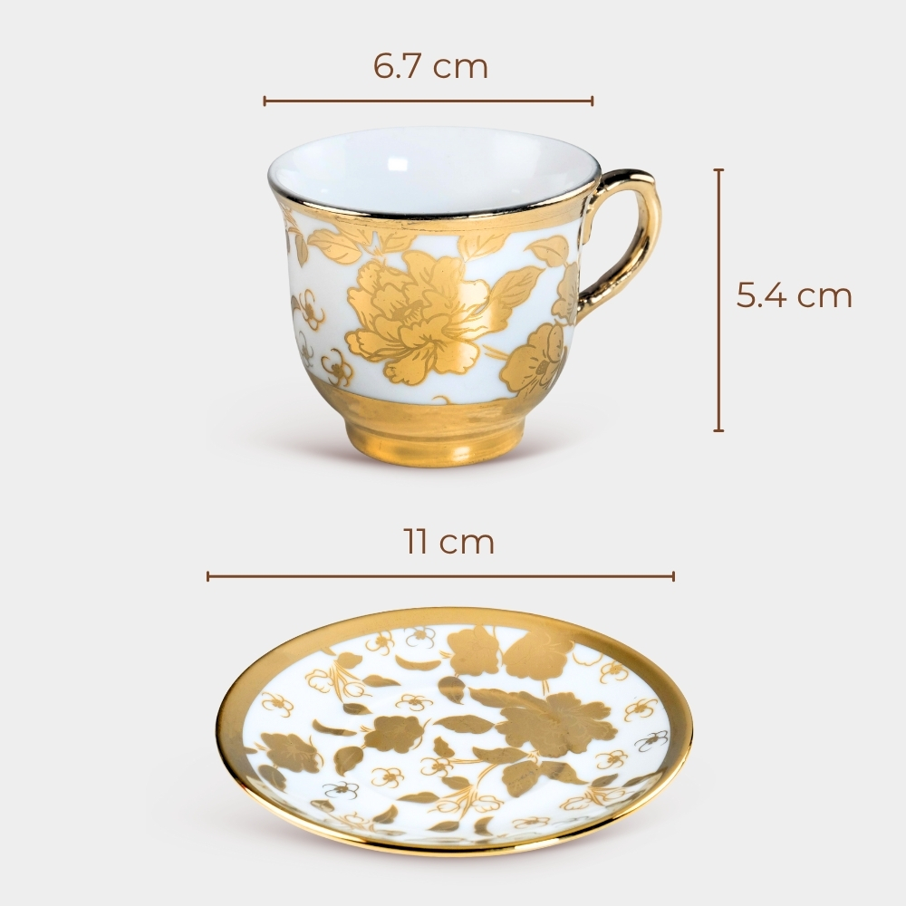 Gambar produk SF Set Cangkir Kopi Keramik 6in1 Electroplating Tea Coffee Cup 100ml C - SF141