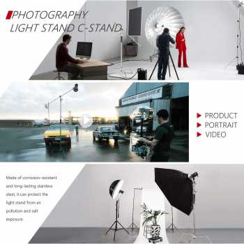 Gambar produk SHBACK Light Stand Tripod Studio Foldable 3.3M with Extension Arm - SB574