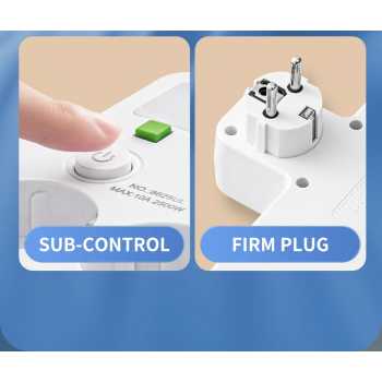 Gambar produk PLUGO Stop Kontak 4 Lubang USB Type C EU Plug 10A 110-250V 2500W - EU-8625UL