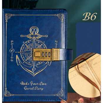 Pirates Buku Jurnal Leather Vintage B6 200 Halaman Grid with Lock - INU148