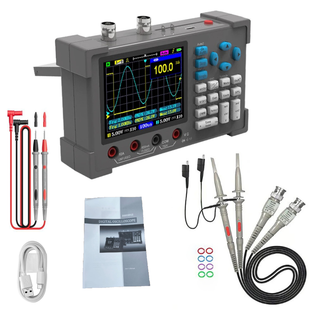Gambar produk ZEEWEII Oscilloscope Digital 3in1 Multimeter Signal Generator 3.2 Inch - DSO3D12