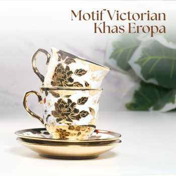 Gambar produk SF Set Cangkir Kopi Keramik 6in1 Electroplating Tea Coffee Cup 100ml C - SF141