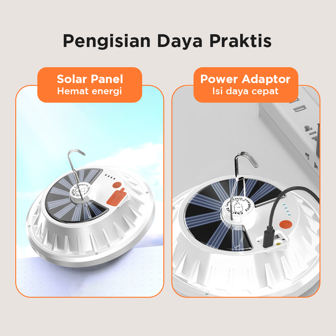 Gambar produk Pocketman Lampu LED Camping Waterproof Solar Emergency Cool White - HS-V62