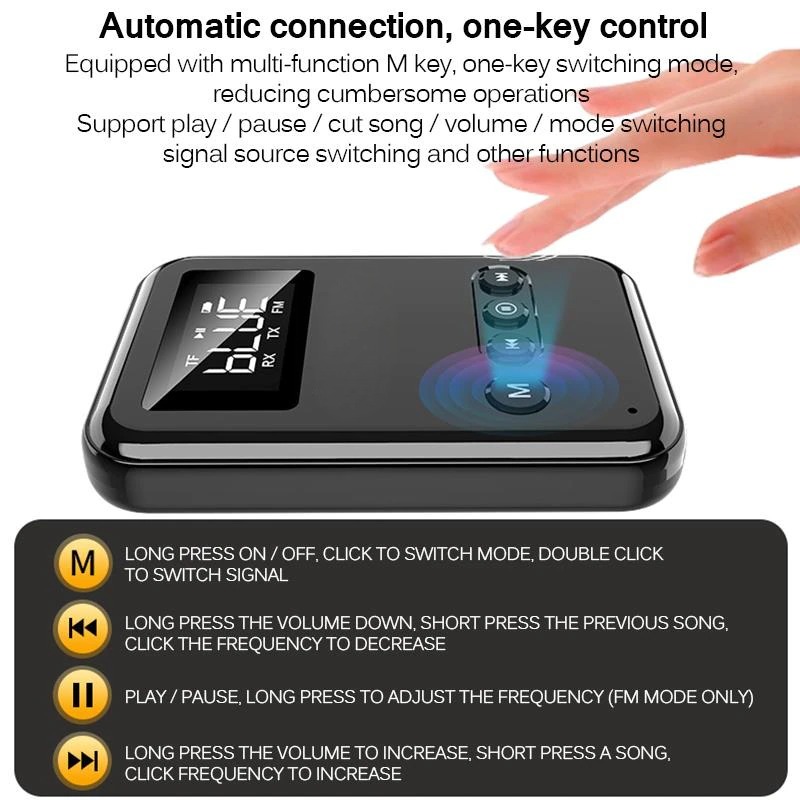 Gambar produk TKXEC Audio Bluetooth 5.0 Transmitter Receiver Adapter AUX FM - K6