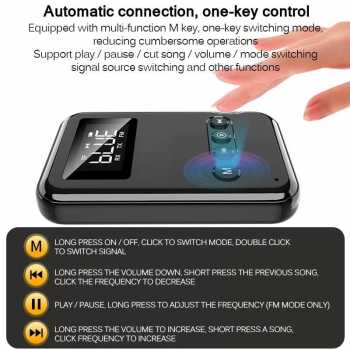 Gambar produk TKXEC Audio Bluetooth 5.0 Transmitter Receiver Adapter AUX FM - K6