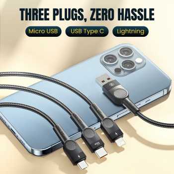 Gambar produk ESSAGER Kabel Data 3in1 Type C Micro Lighting Fast Charging 66W 1.2M - EXCMTL-XJ01