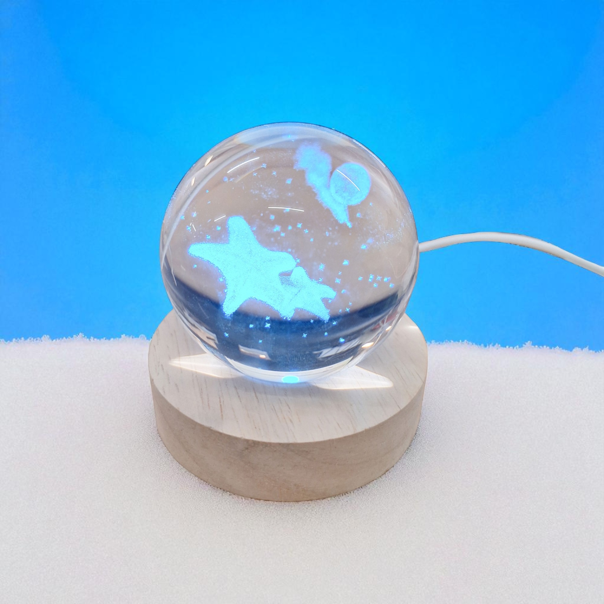 Gambar produk LazySpace Lampu Tidur Bola Kristal 3D RGB USB 1.5W Starfish - LS660