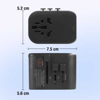 Gambar produk LENCENT Universal Travel Adaptor Multi Port USB Type C UK EU USA 65W - HHT906