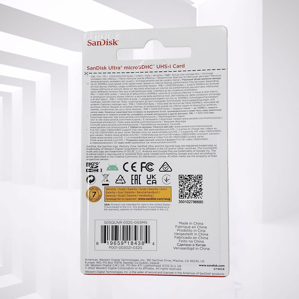 Gambar produk SanDisk Ultra microSDHC/SDXC UHS-I Class 10 100MB/s 32GB - SDSQUNR