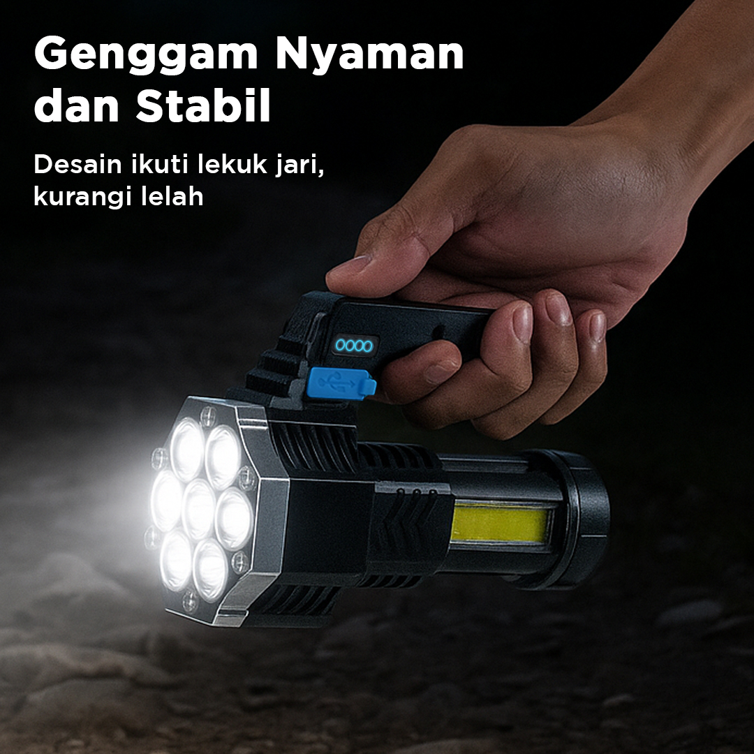 Gambar produk TANJE Senter LED USB Rechargeable Flashlight XPE 7 Head COB Light - T700