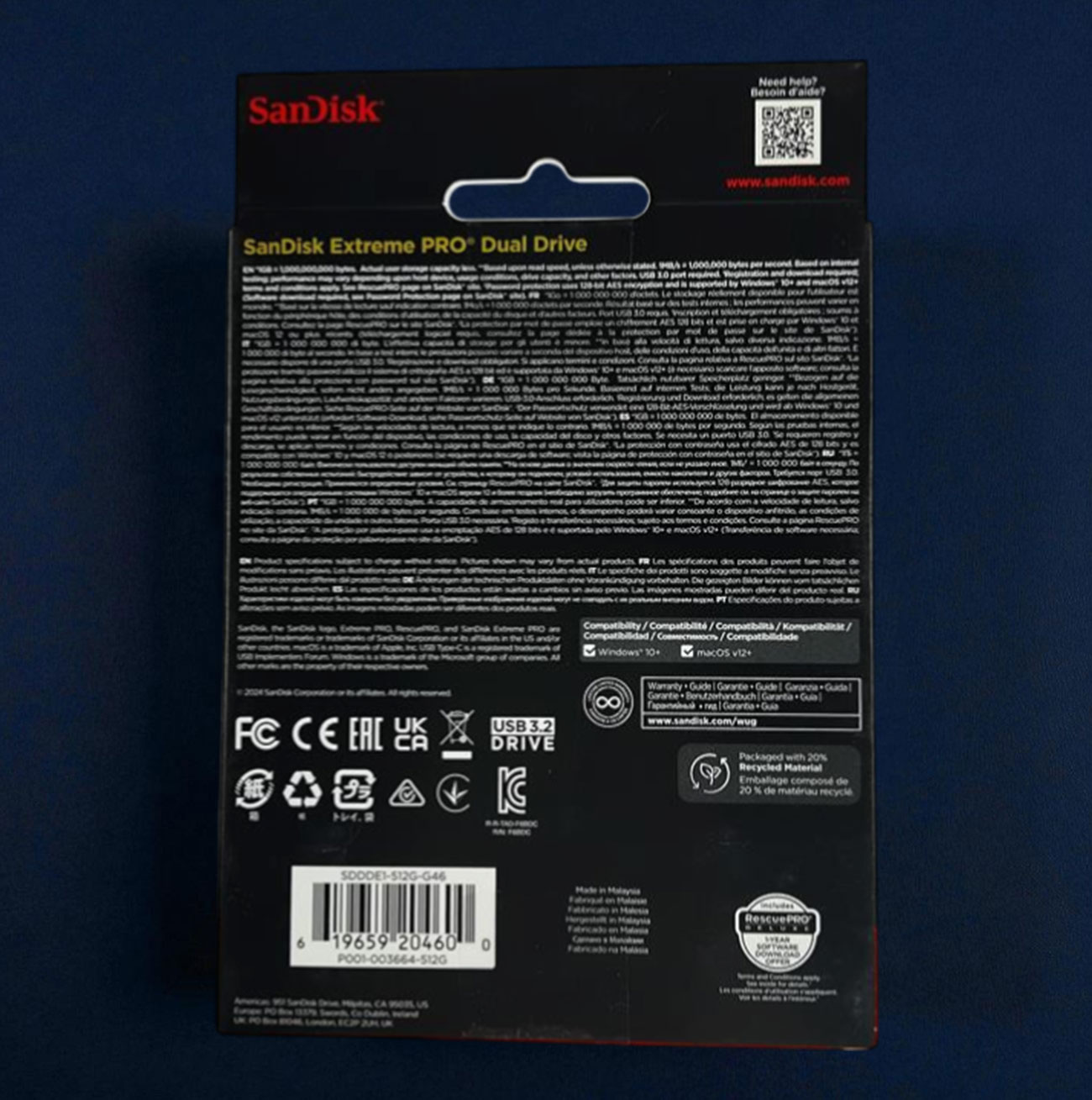 Gambar produk SanDisk Extreme PRO USB Dual Drive Up to 1000MB/s USB Type-C USB3.2 512GB - SDDDE1