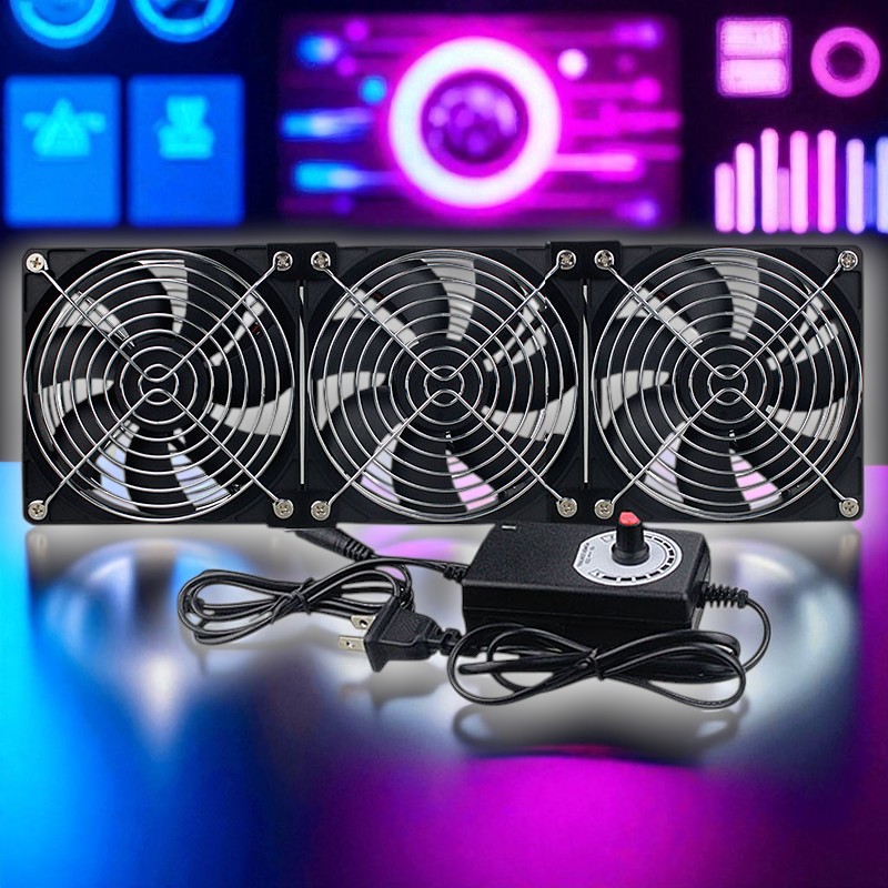 Gambar produk CIXIKEJI Cooling Fan Chassis Cabinet 2700RPM 100-240V EU with Knob 3 Fan - CV12025B12H