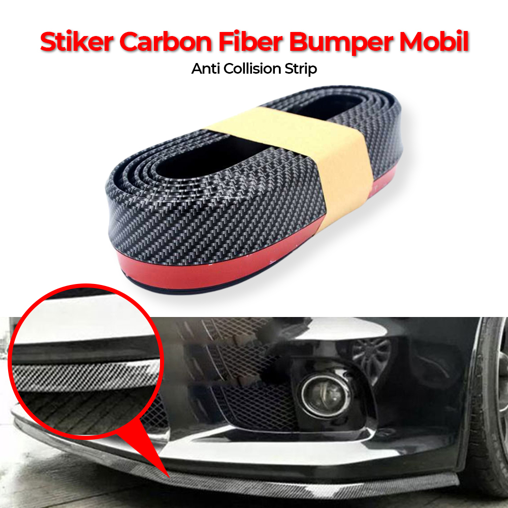 Gambar produk SAMURAI Stiker Carbon Fiber Anti Collision Strip Bumper Mobil 2.5M - TY354