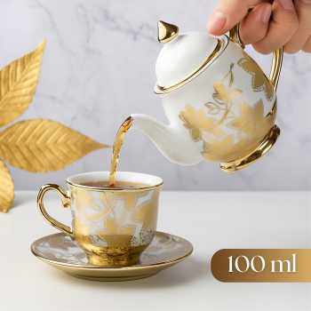Gambar produk SF Set Cangkir Kopi Keramik 6in1 Electroplating Tea Coffee Cup 100ml A - SF141