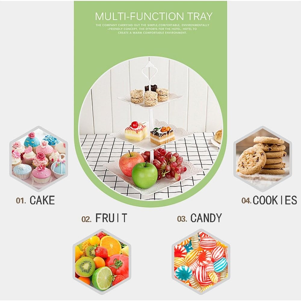 Gambar produk AXOP Rak Kue Susun 3 Tingkat Dessert Cake Rack Table Layer Square - A-13