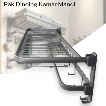KABEI Rak Dinding Kamar Mandi 2 Layer Gantungan Handuk Lipat Aluminium - KB57