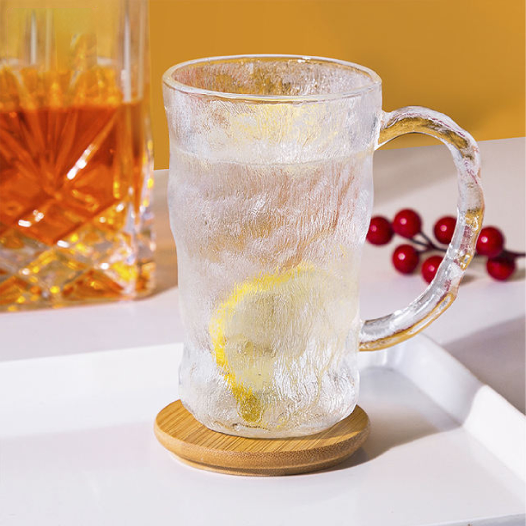 Gambar produk Qianli Gelas Kaca Tea Soda Glass Ice Glacier Hammer Pattern 330ml - ZB129
