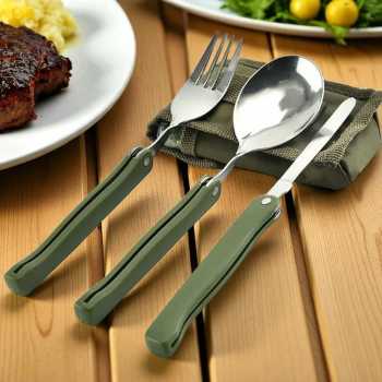 Gambar produk YOUGLE Set Alat Makan Sendok Garpu Lipat Portable Cutlery Swiss Army - A009