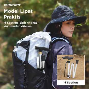 Gambar produk TaffSPORT Tongkat Hiking Lipat Trekking Pole Aluminium Alloy 92.5cm - Z4
