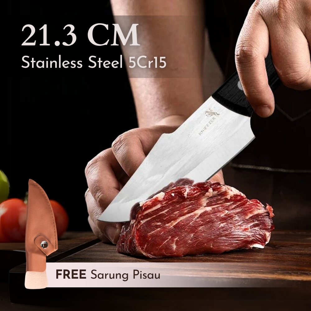 Gambar produk KNIFEZER Pisau Daging Stainless Steel 5Cr15 Forged Butcher Knife - W50