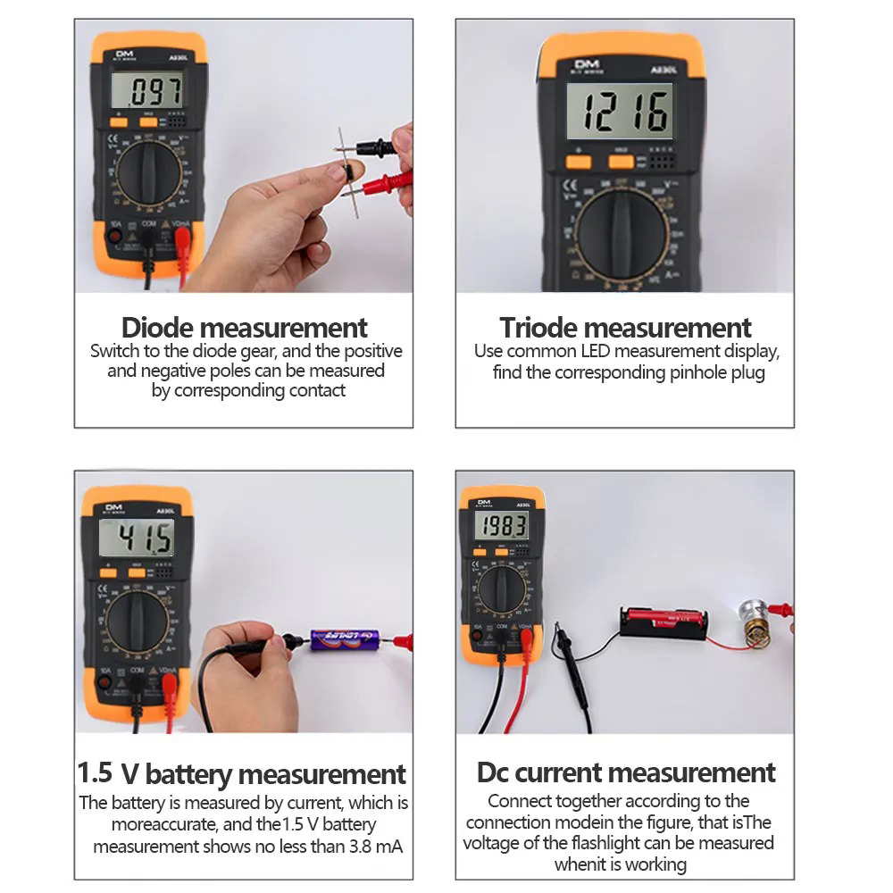 Gambar produk Digital Multimeter AC DC Volt Current Tester LCD Display - A830L