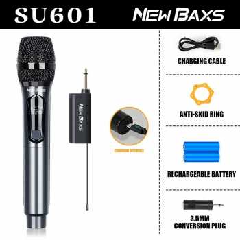Gambar produk New Baxs Mikrofon Karaoke Wireless Cardioid Microphone 2.4G 600mAh - SU602