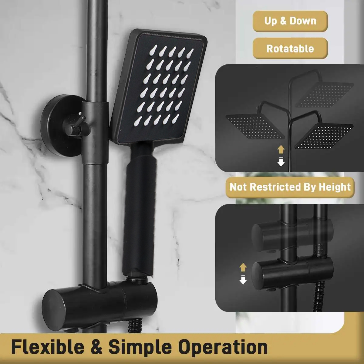 Gambar produk BATHE PROJECT Shower Mandi Bathroom Faucet Bathtub Mixer 3 Way - B002