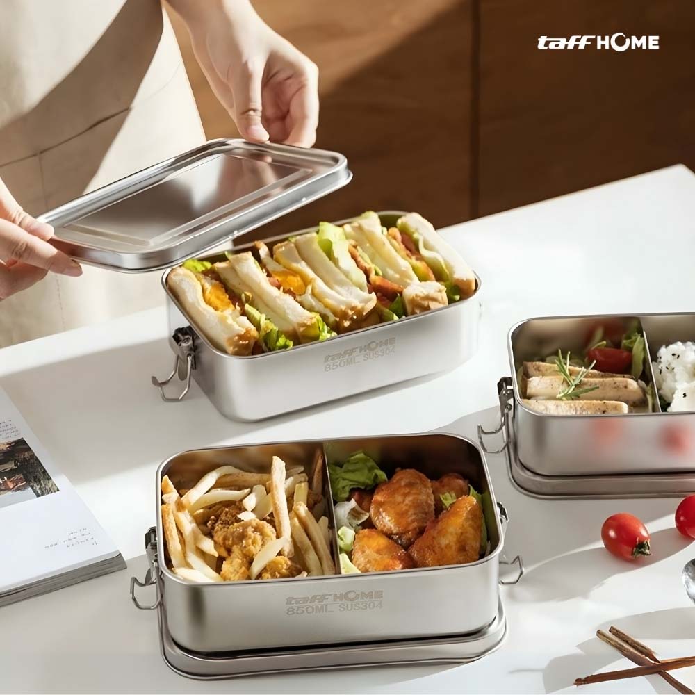 Gambar produk TaffHOME Kotak Makan Lunch Box Stainless Steel Single Layer 850ml - U-30