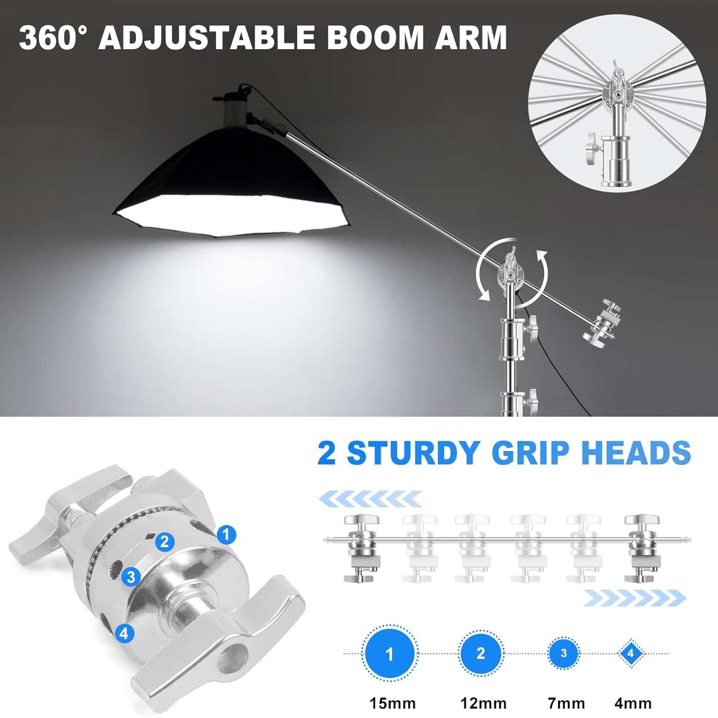Gambar produk SHBACK Light Stand Tripod Studio Foldable 3.3M with Extension Arm - SB574