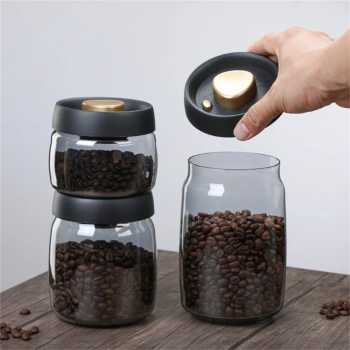 Gambar produk One Two Cups Toples Kaca Penyimpanan Biji Kopi Vacuum Sealed Lid 900ml - SE41