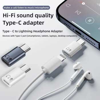 Gambar produk KRENGO OTG USB Type C Male to Lightning Female iPhone Earpods Adapter - CX0524