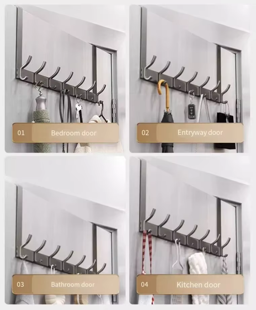Gambar produk FMB Gantungan Baju Belakang Pintu Organizer Rack 6 Hook - INU99